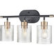 Renitta 3 Light 20.1 inch Matte Black/Modern Gold Vanity Light Wall Light